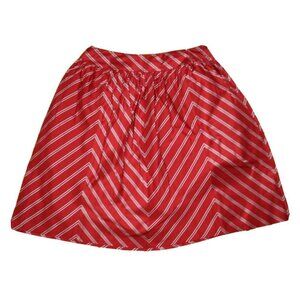 WOMEN'S RED STRIPED A-LINE SKIRT - LINDA ALLARD ELLEN TRACY - SIZE 10 - SILK